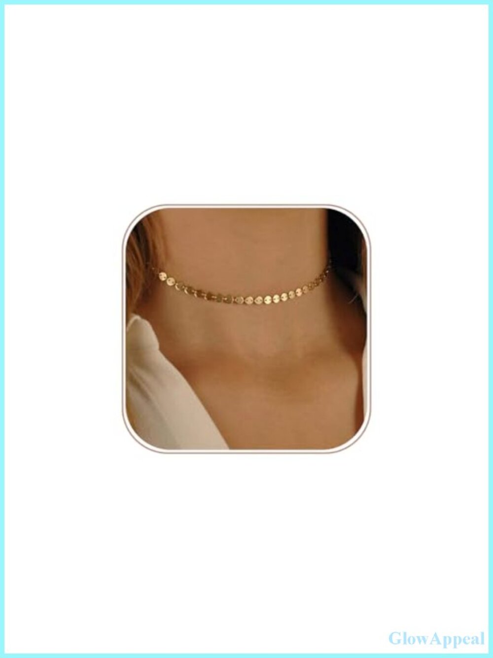 18k Gold Plated Dainty Coin Choker Necklace Figaro Chain